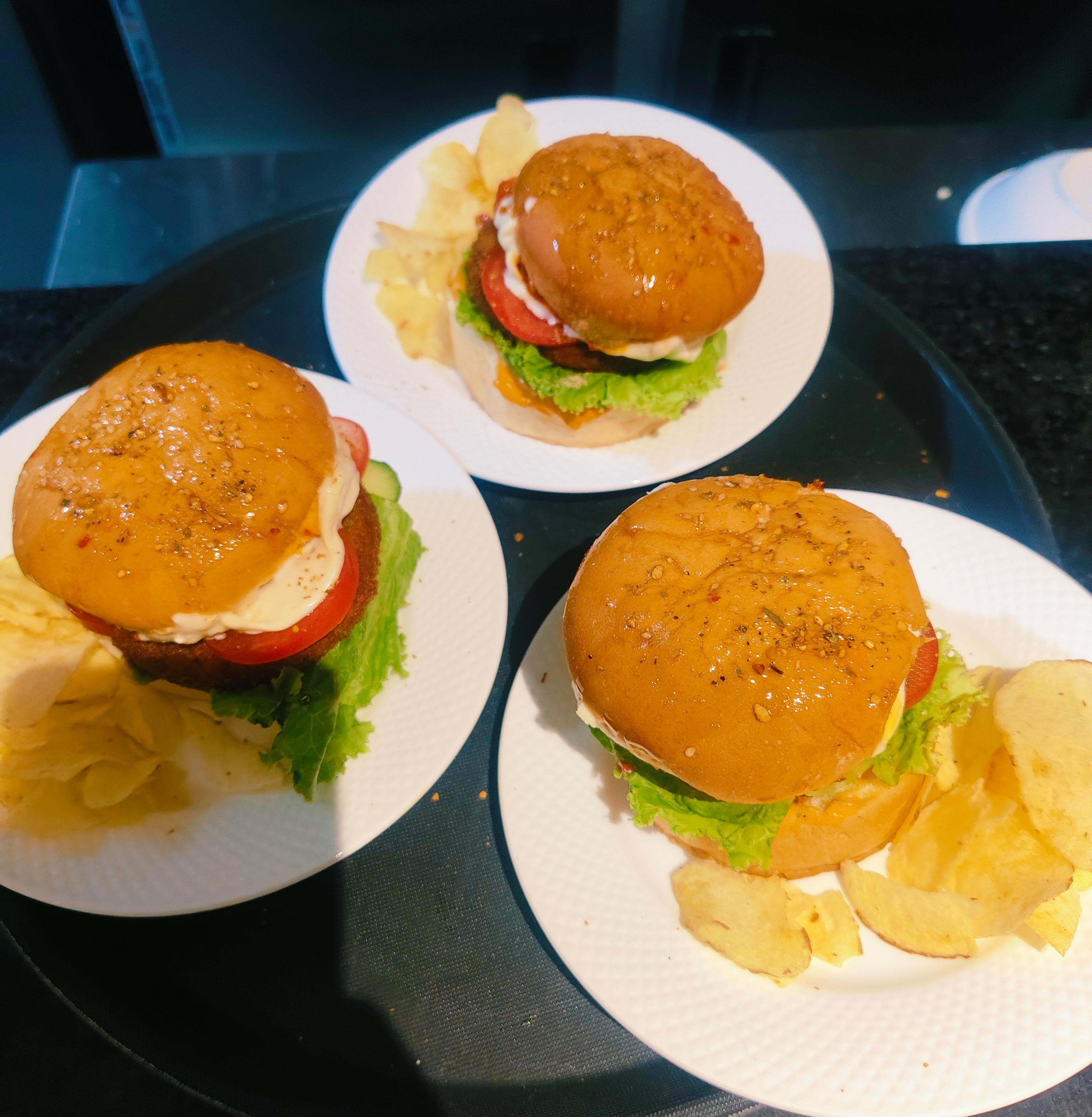 Burger plates served at Cafe Central Jaipur